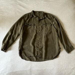 Army Green Button Down Blouse